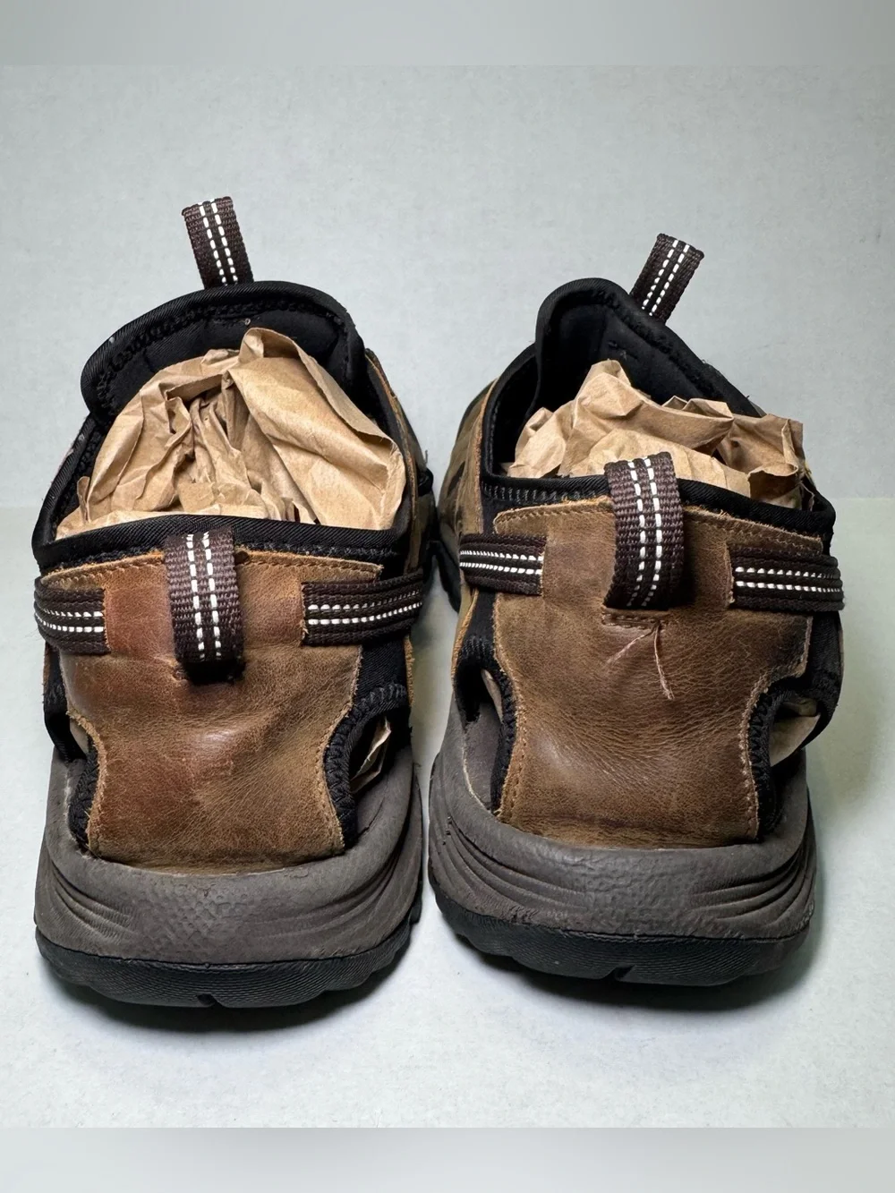 KEEN Waterproof Leather Hiking Sandals Men’s Size 10 Brown Outdoor Trail Shoes